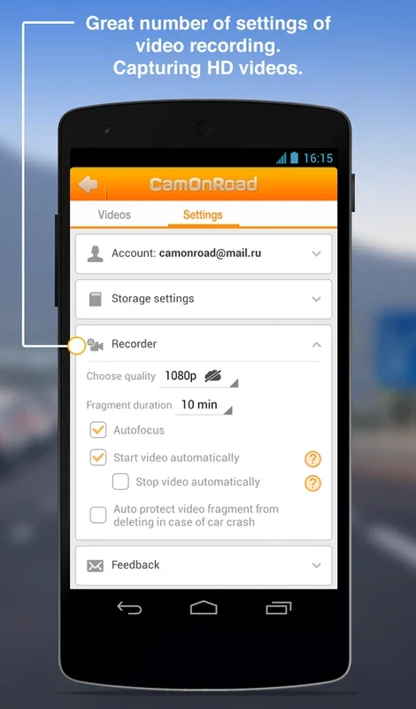 CamOnRoad for Android: Record Your Journeys