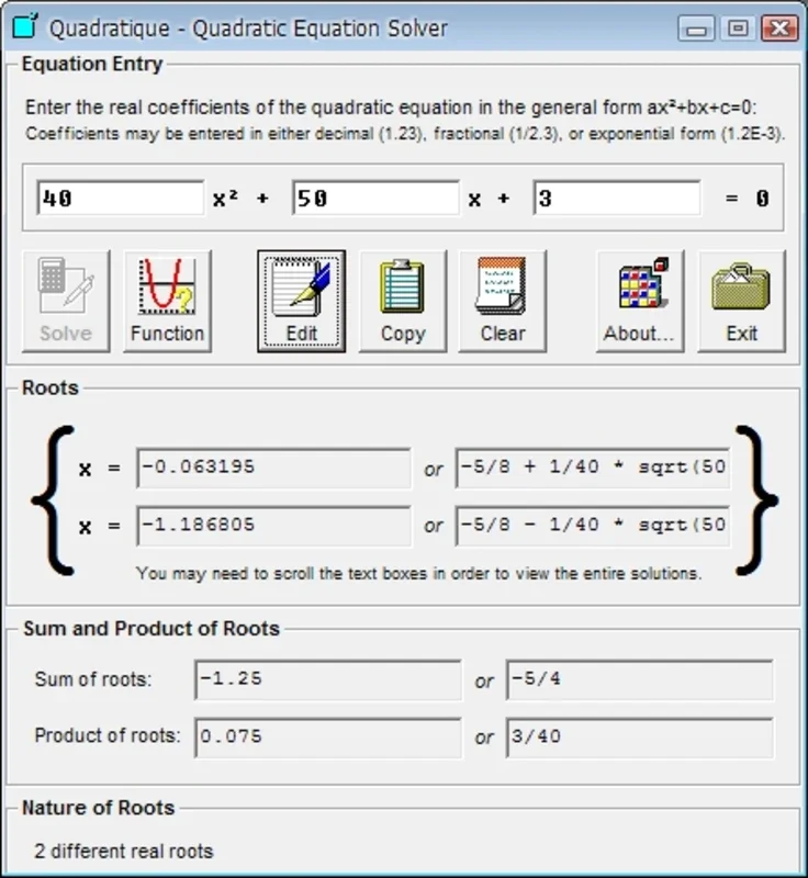 Abscissatron for Windows - Efficient Polynomial Equation Solver