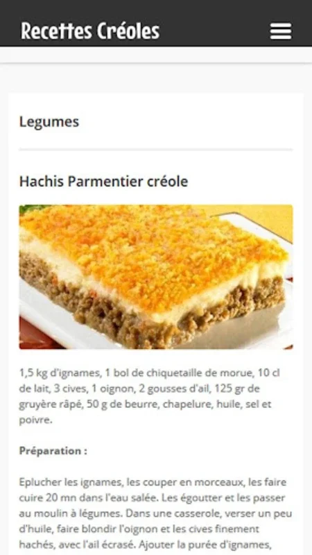 Recettes Créoles for Android: Diverse Creole Recipes