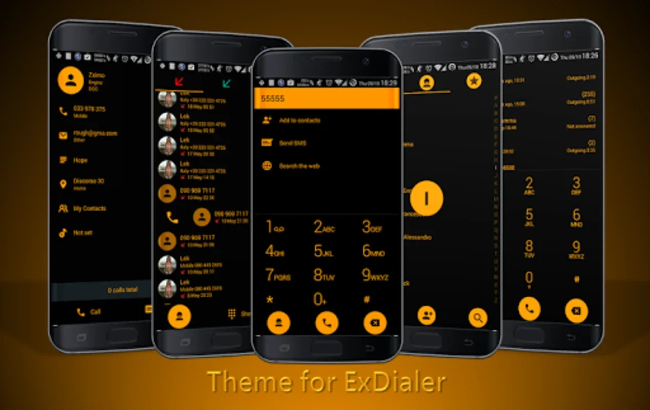 ExDialer Flat BlackOrange Theme for Android - Sleek Interface