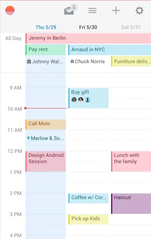 Sunrise Calendar for Android - Personalized Calendar App