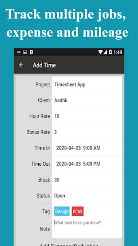 Timesheet for Android: Efficient Time and Earnings Management