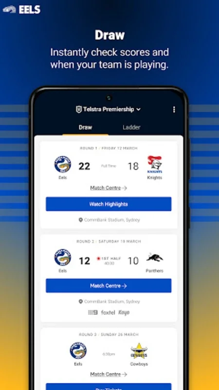 Parramatta Eels App for Android - Stay Connected to Rugby League