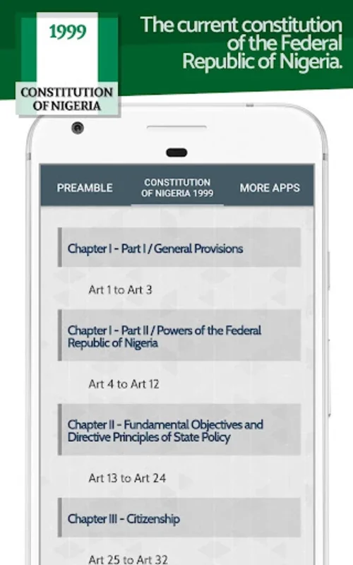 Constitution of Nigeria 1999 for Android - Explore Legal Framework