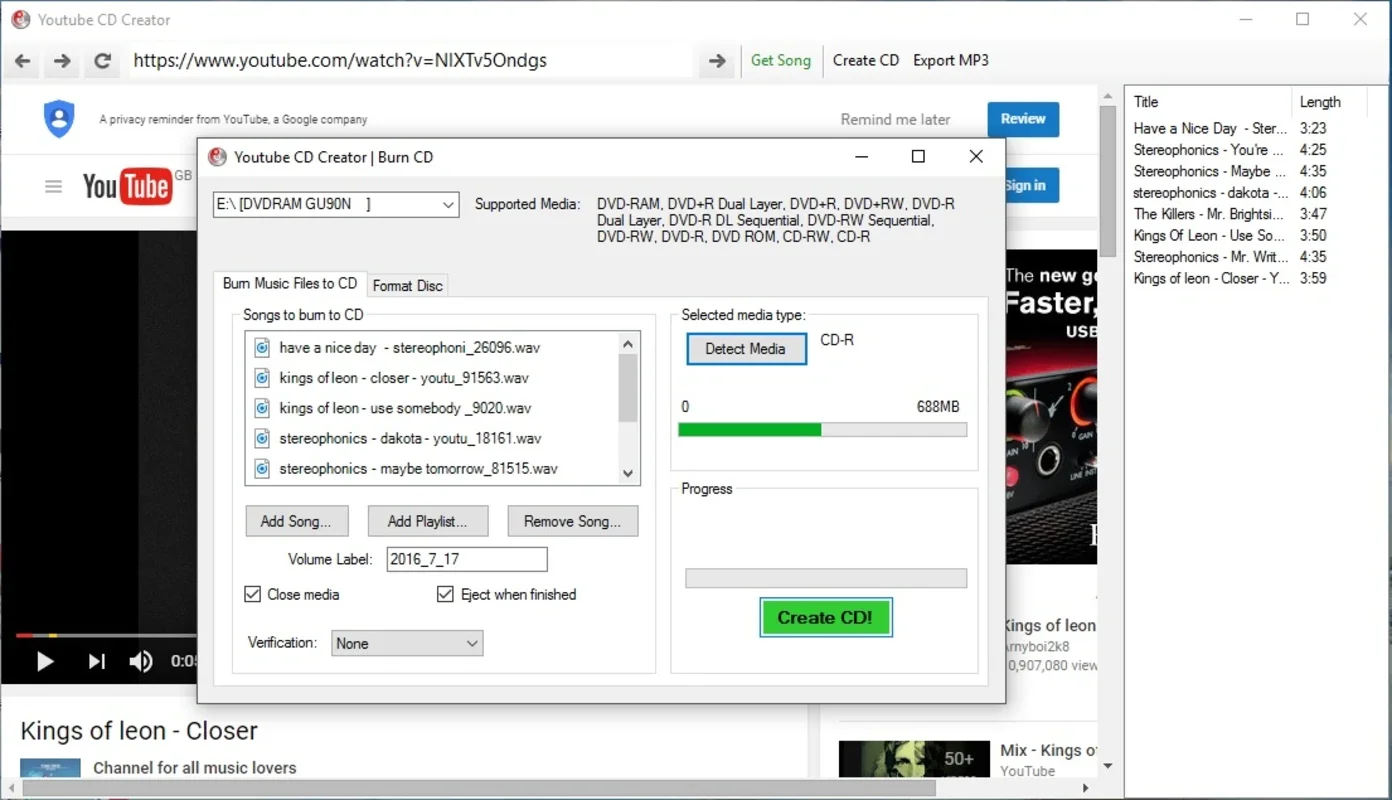 Youtube CD Creator for Windows - Create CDs from YouTube