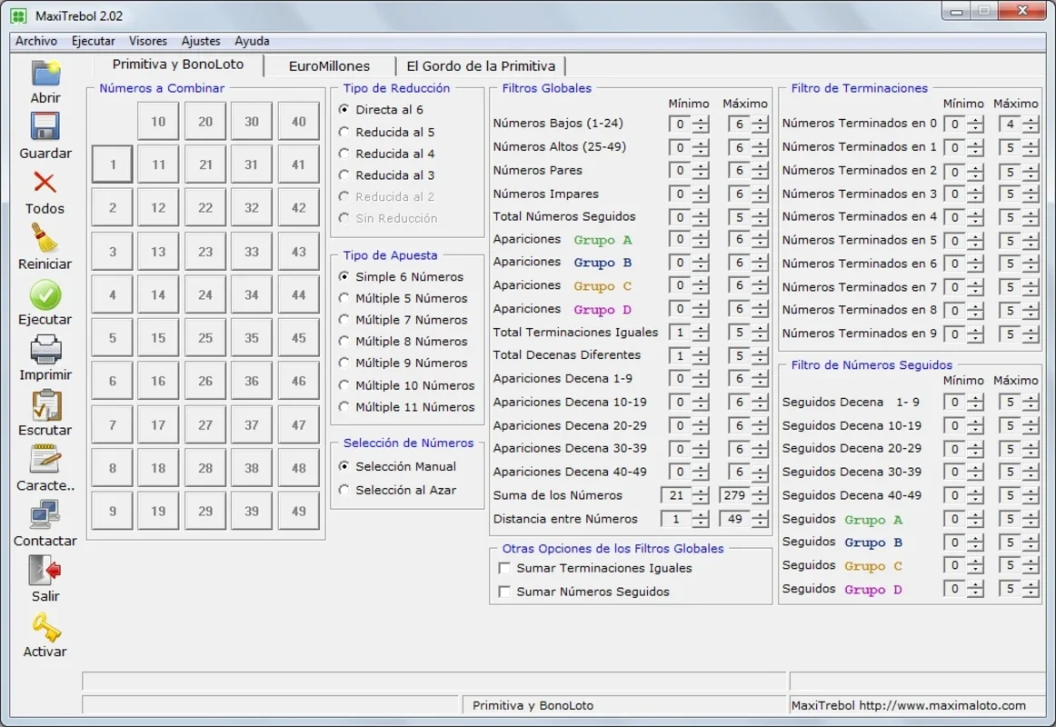 MaxiTrebol for Windows - Create Lottery Picks Easily