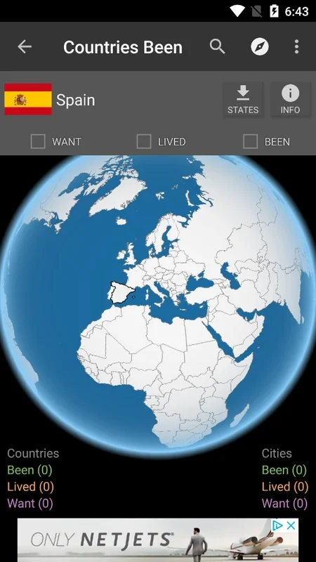 Countries Been for Android - Record Your Travels