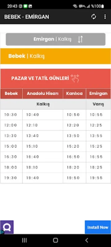 İstanbul Vapur Sefer Saatleri for Android - Real-Time Schedule Info