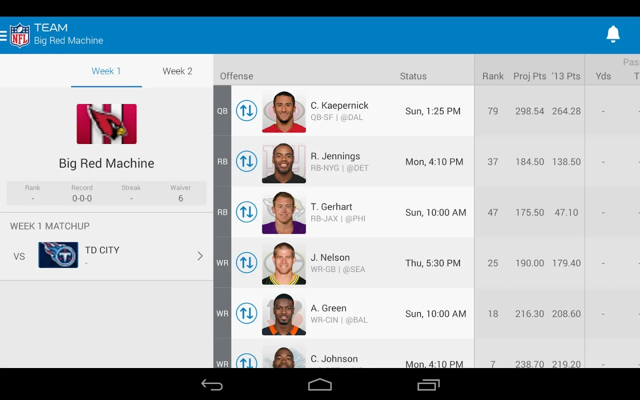 NFL Fantasy Football for Android - Manage Your Dream Team