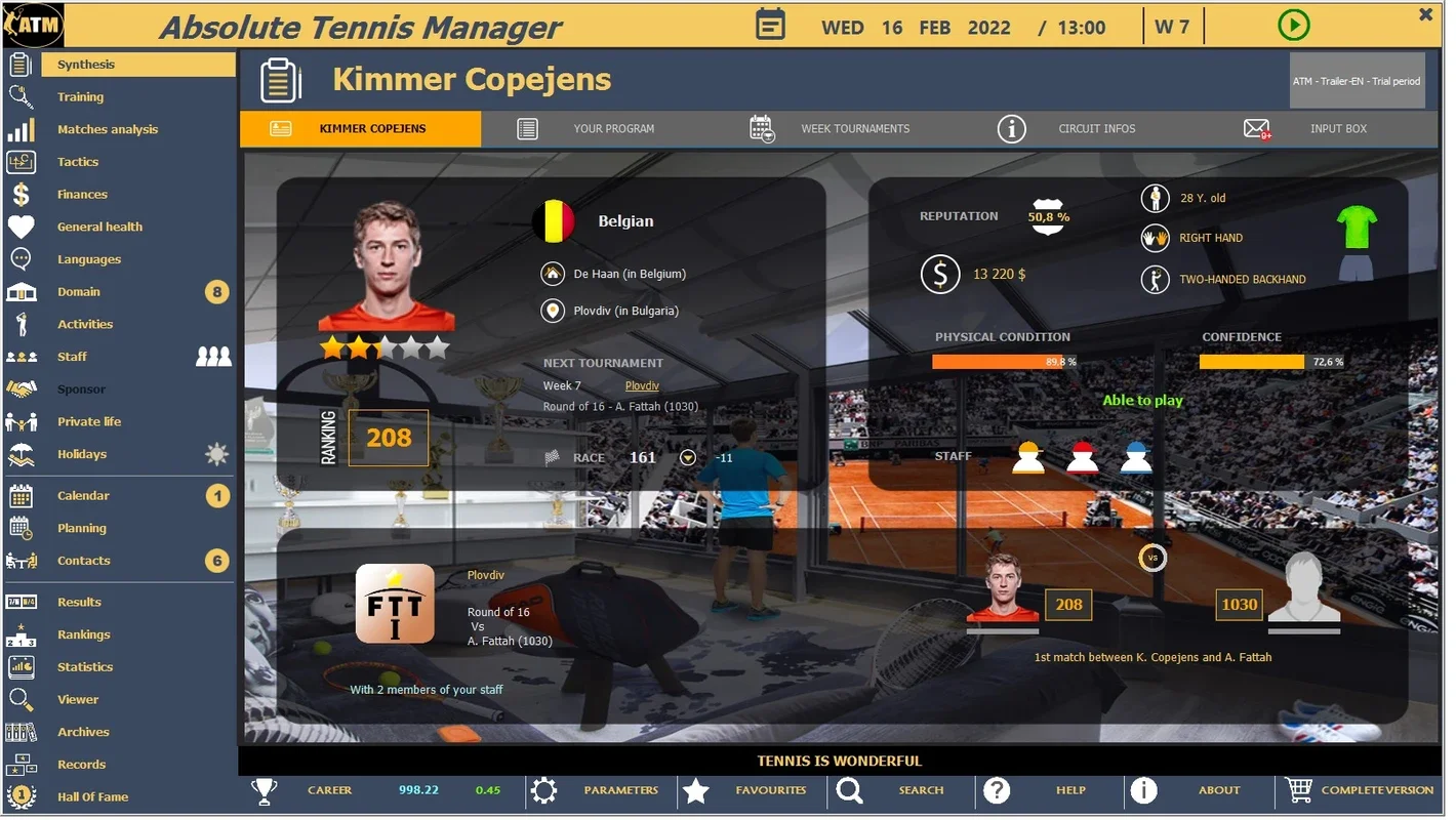 Absolute Tennis Manager for Windows - Streamline Your Tennis Management