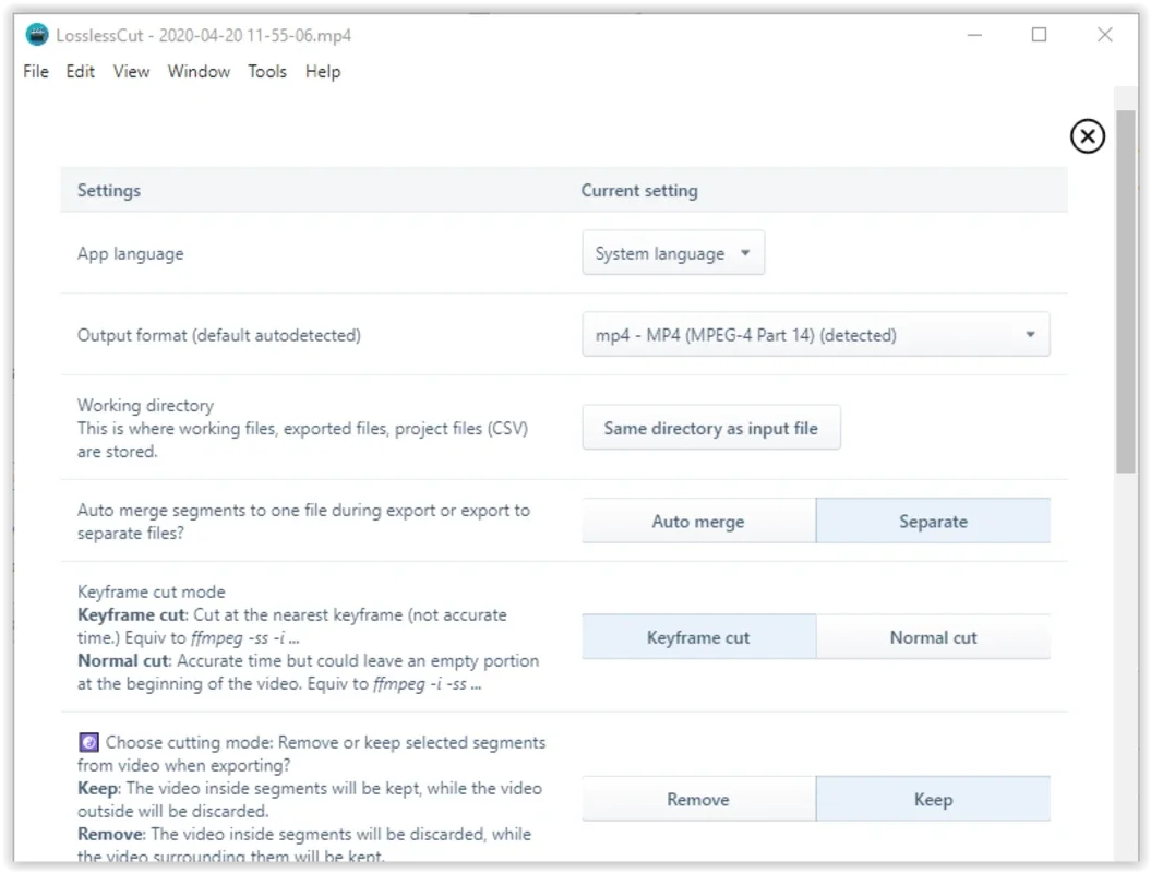 LosslessCut: Precise Video Trimming for Windows