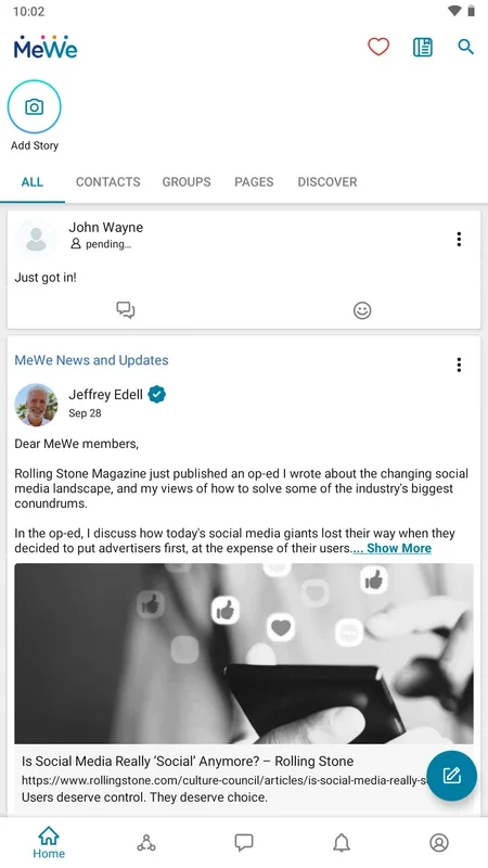 MeWe for Android: A Free Messaging and Social Network