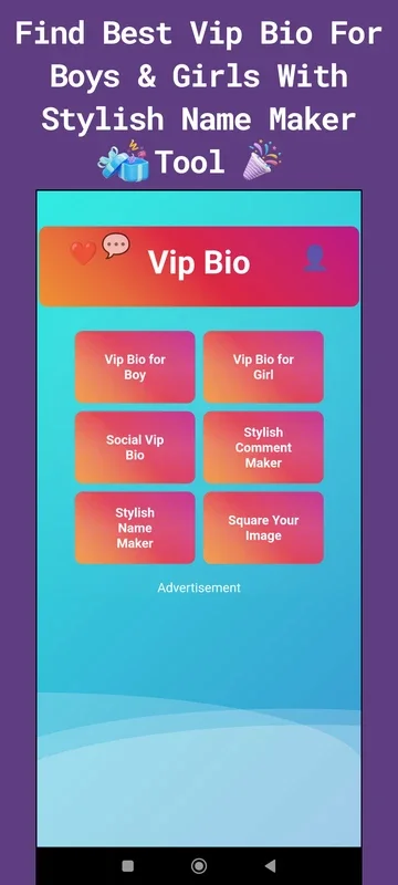 Vip Bio - For Boys & Girls for Android: Over 5000 Bios for Online Presence