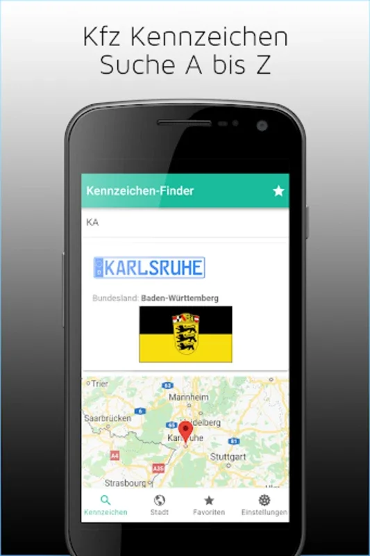 Kennzeichen-Finder mit Karte for Android - Identify License Plate Origins