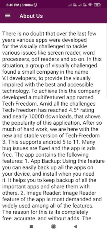 Tech-Freedom for Android - Empowering Visually Impaired Users