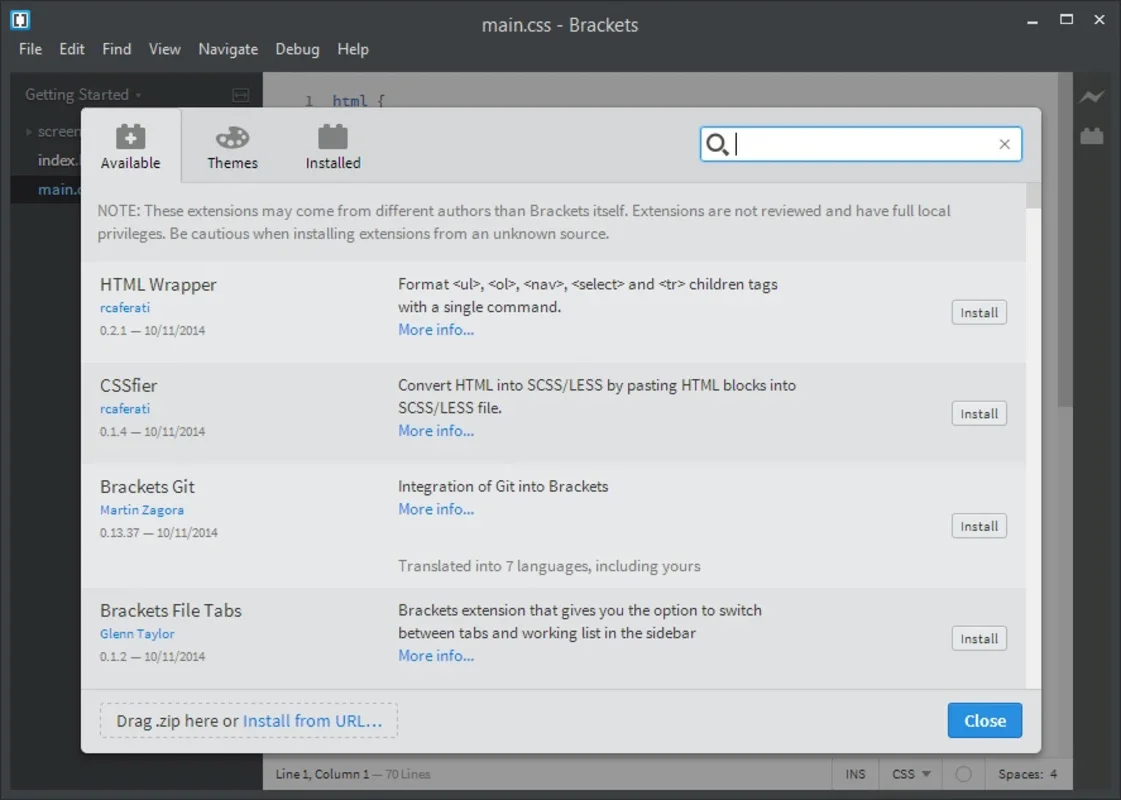 Brackets for Windows - Streamline Web Development