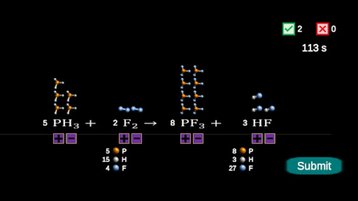 Chemical Equations - Game for Android - Master Equation Balancing